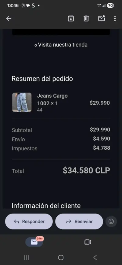 Jeans cargo azul claro Diavolo talla 44 - miniatura 3