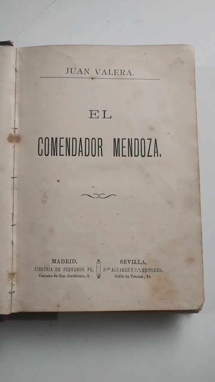 Libro antiguo 'El Comendador Mendoza' de Juan Valera - 2