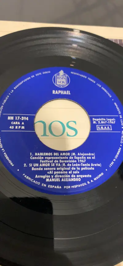 Vinilos de Raphael Eurovision '67 y Canciones Clásicas - miniatura 5