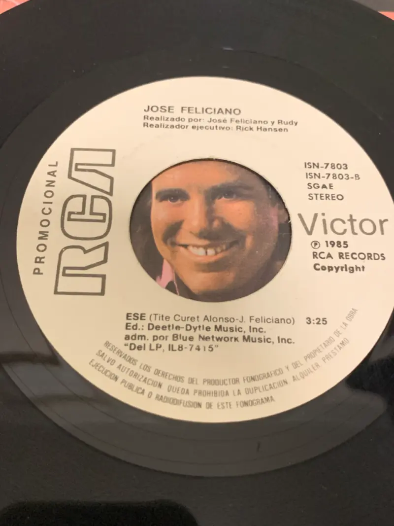 Vinilo José Feliciano 'Por Ella' RCA 1985 - 2