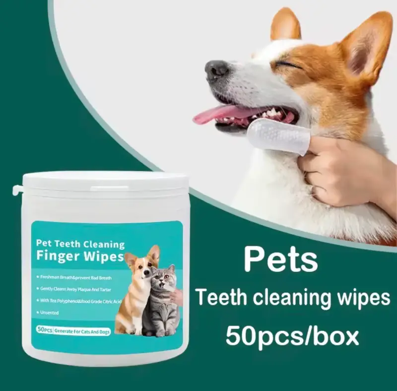 Toallitas de Limpieza Dental para Mascotas 50 Unidades - 1
