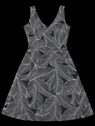 Vestido negro con estampado de hojas Seera Casual - miniatura 1