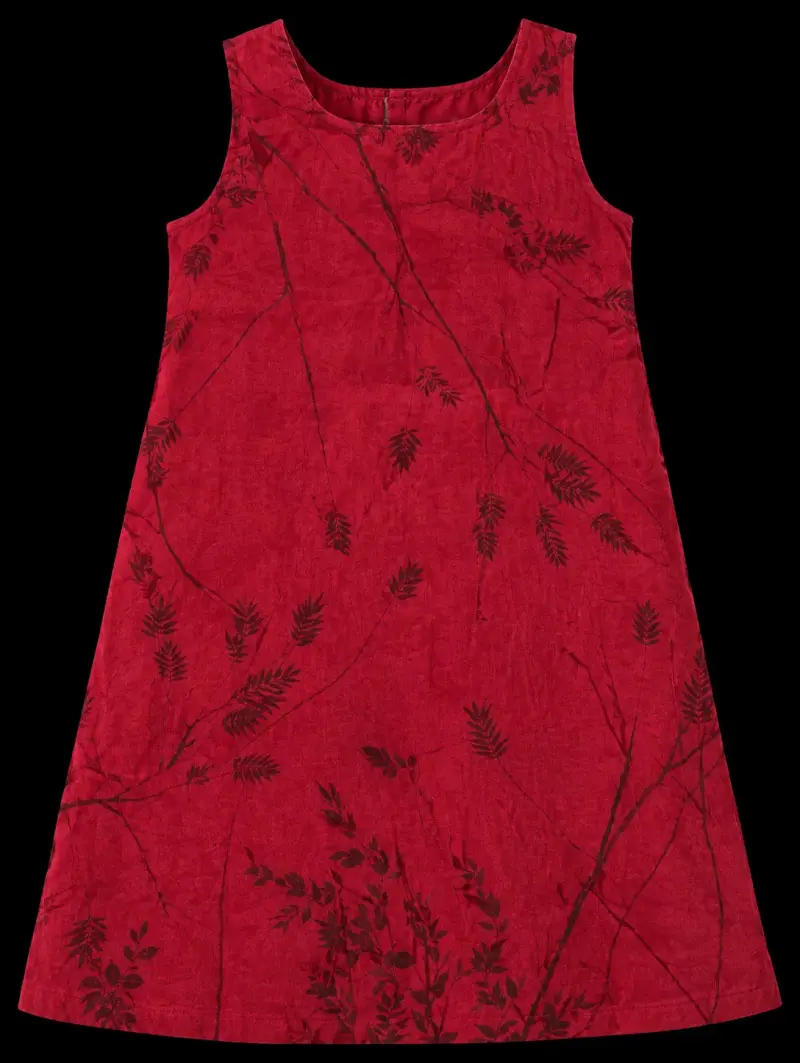 Vestido rojo sin mangas con estampado floral