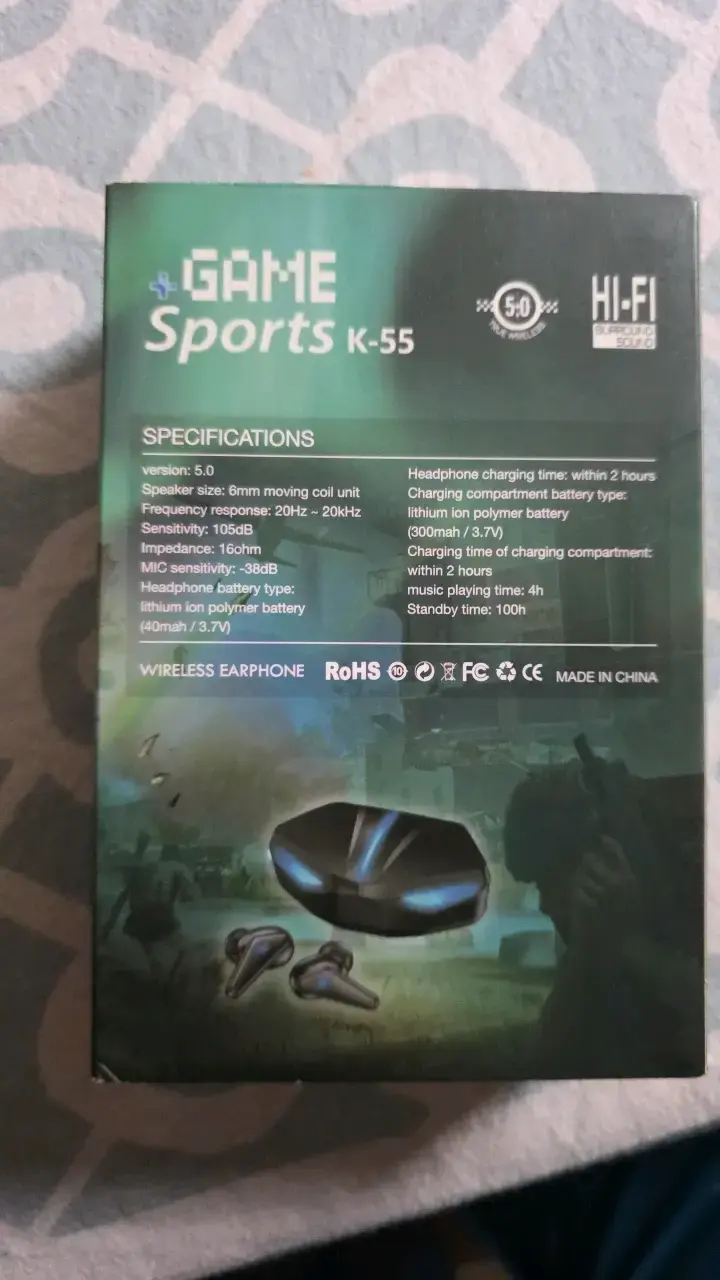 Audífonos Inalámbricos Deportivos K-55 con Estuche - 3