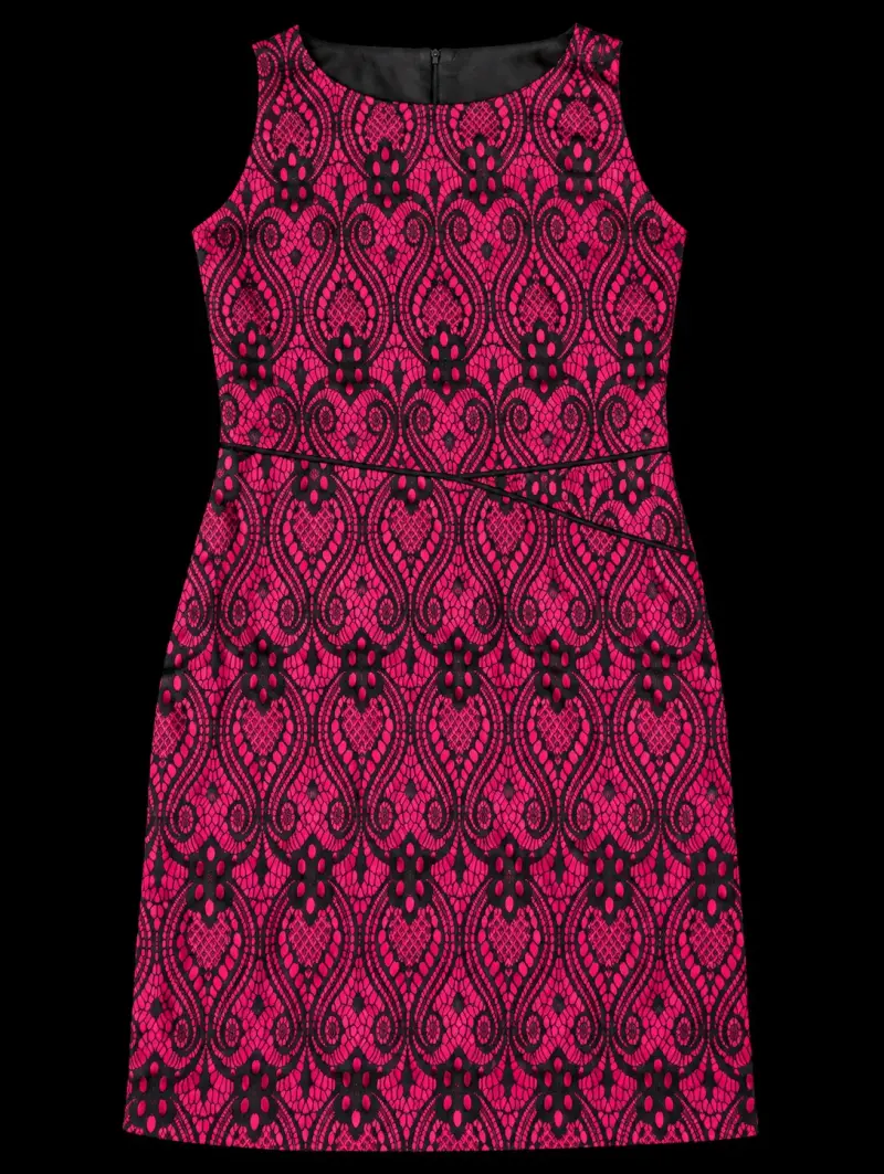 Vestido de encaje rosa y negro elegante - 1