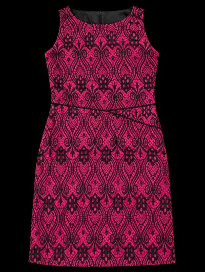 Vestido de encaje rosa y negro elegante - miniatura 1