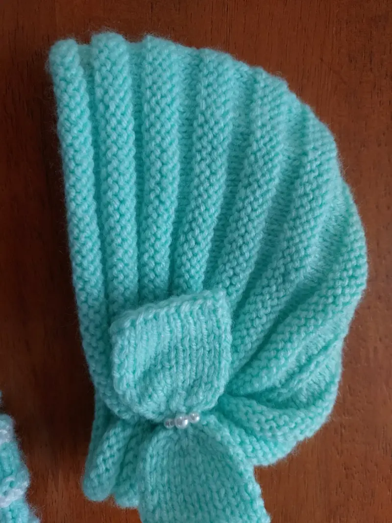 Conjunto de bebé tejido a mano color celeste - 4