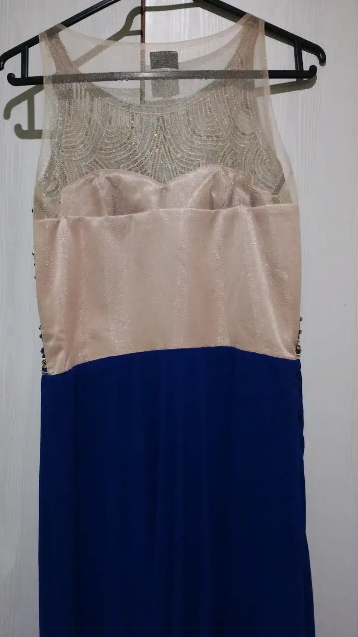 Vestido de fiesta largo azul con bordados - 2