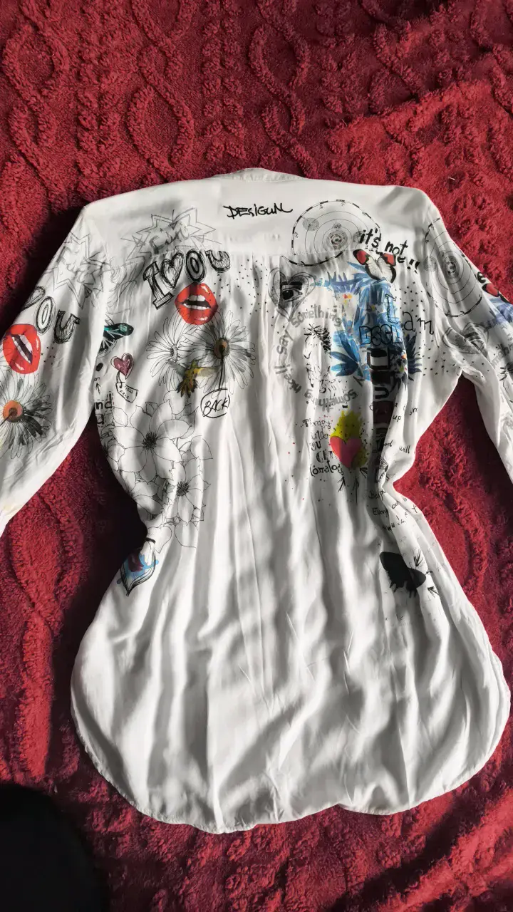 Blusa Desigual estampada blanca de manga larga - 5