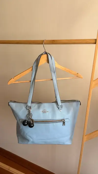 Bolso de cuero celeste  Coach con cierre frontal - miniatura 1