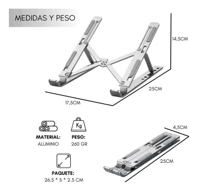 Soporte ajustable para laptop de aluminio - miniatura 3