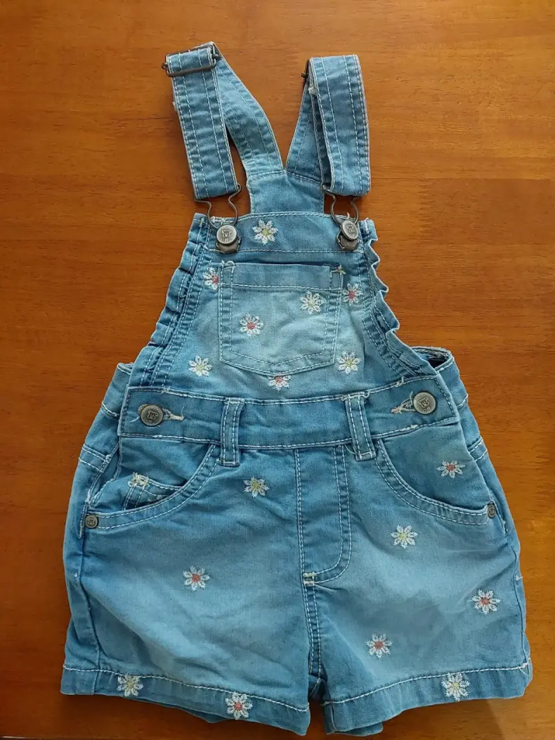 Jardinera de mezclilla para niña con pantys - 4