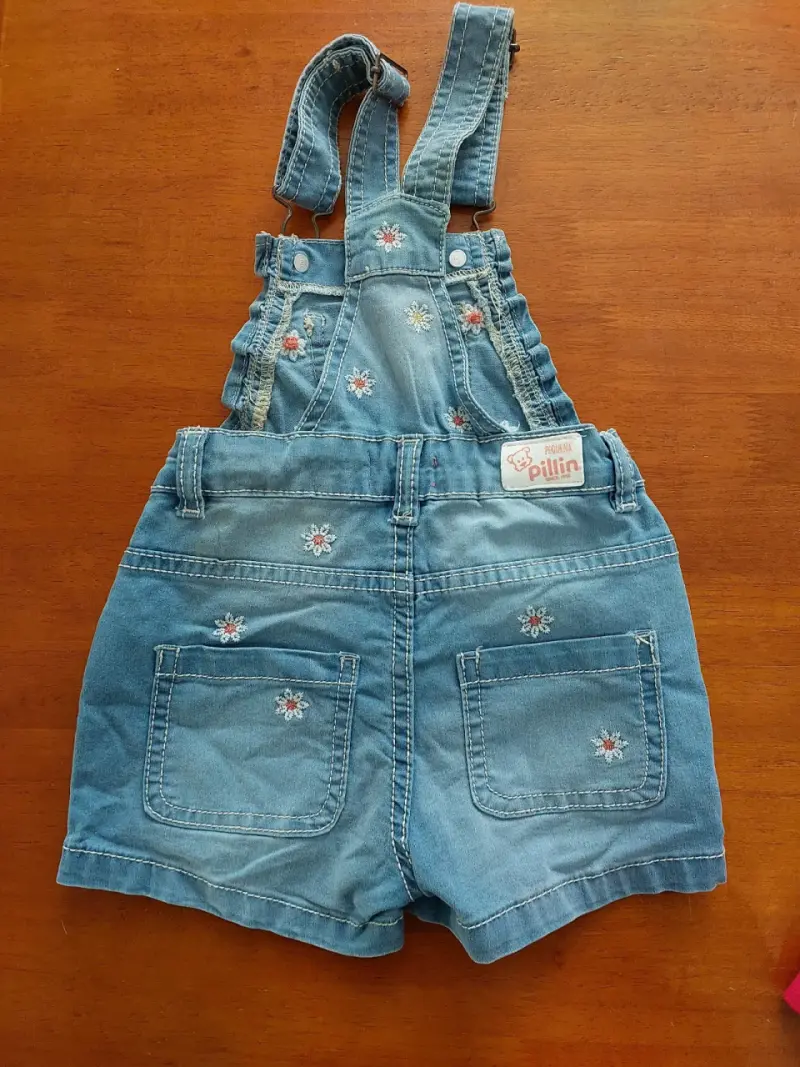 Jardinera de mezclilla para niña con pantys - 5