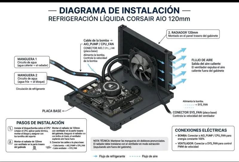 Refrigeración líquida Corsair AIO 120mm para CPU - 2