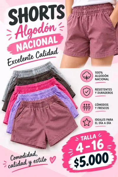 Shorts de Algodón Nacional para Adultos y niños - miniatura 2