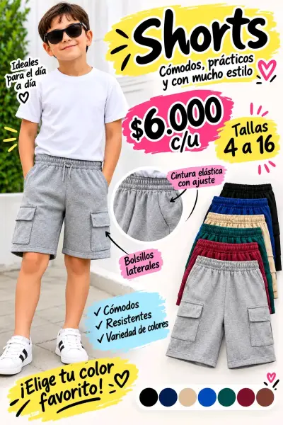 Shorts de Algodón Nacional para Adultos y niños - miniatura 3