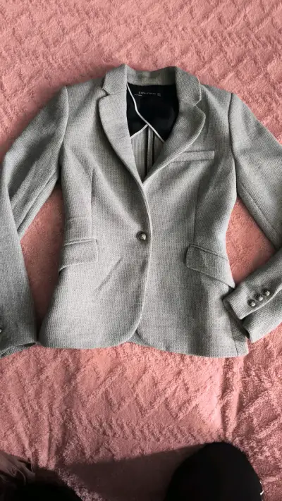 Blazer gris para mujer Zara Woman - miniatura 3
