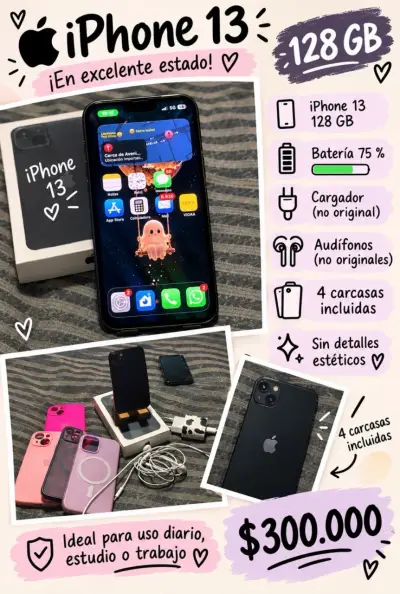 iPhone 13 128GB en excelente estado con accesorios - miniatura 1
