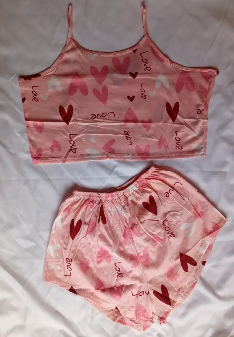 Conjunto de pijama estampado de gatos y corazones - 3