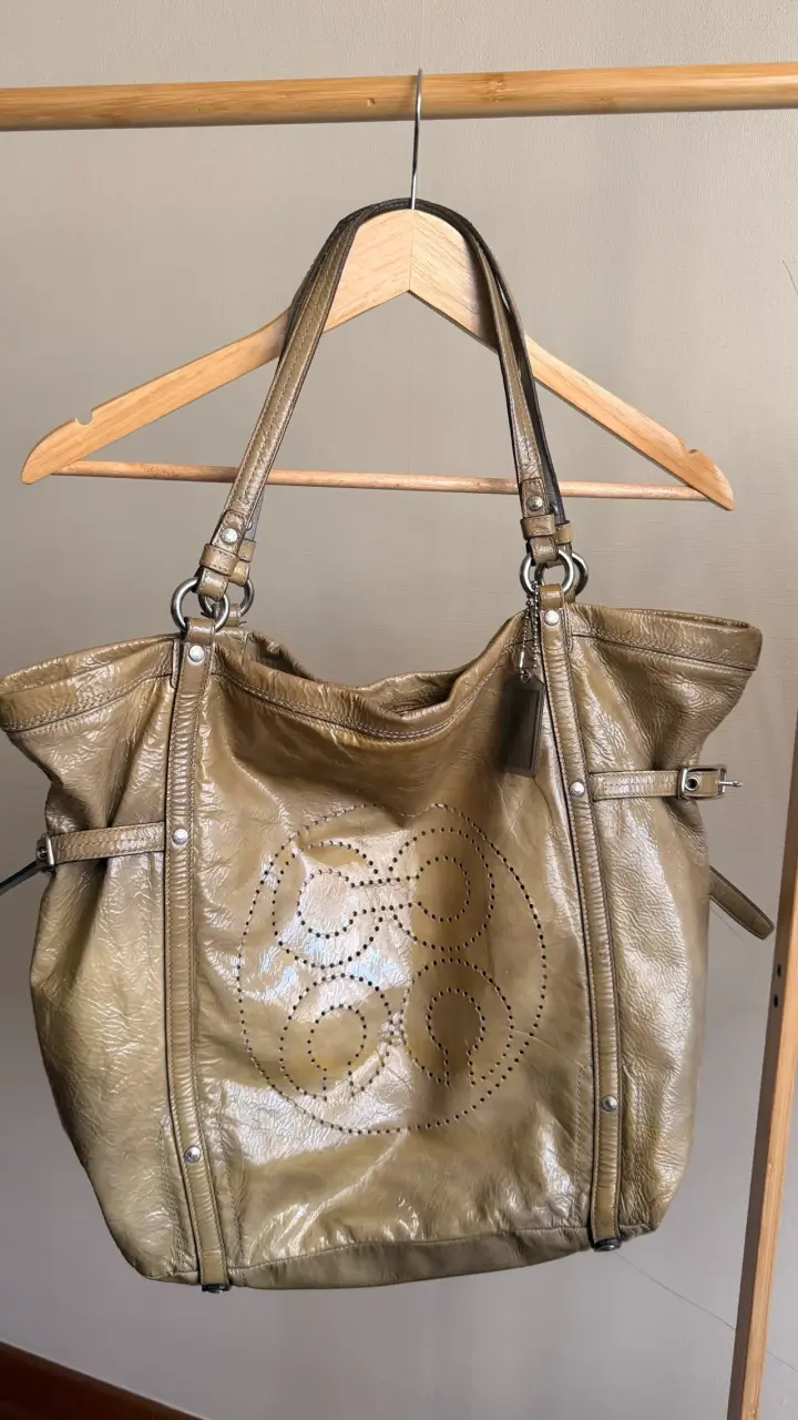 Bolso de cuero beige coach - 1