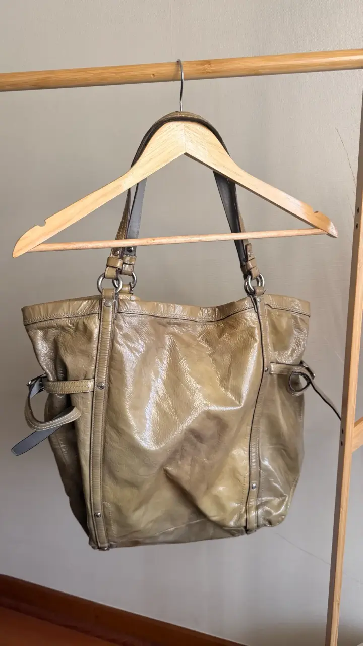 Bolso de cuero beige coach - 2