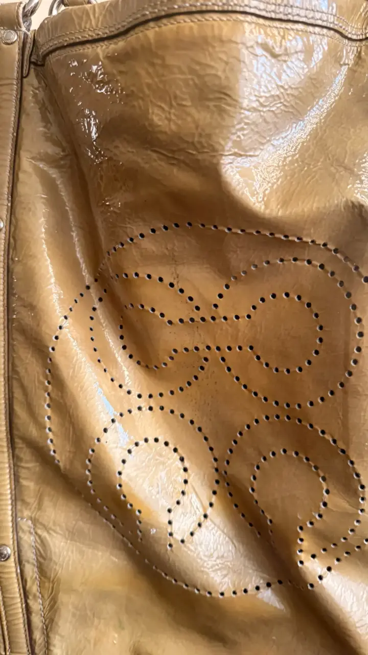Bolso de cuero beige coach - 5