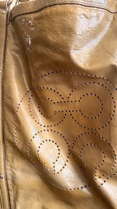 Bolso de cuero beige coach - miniatura 5