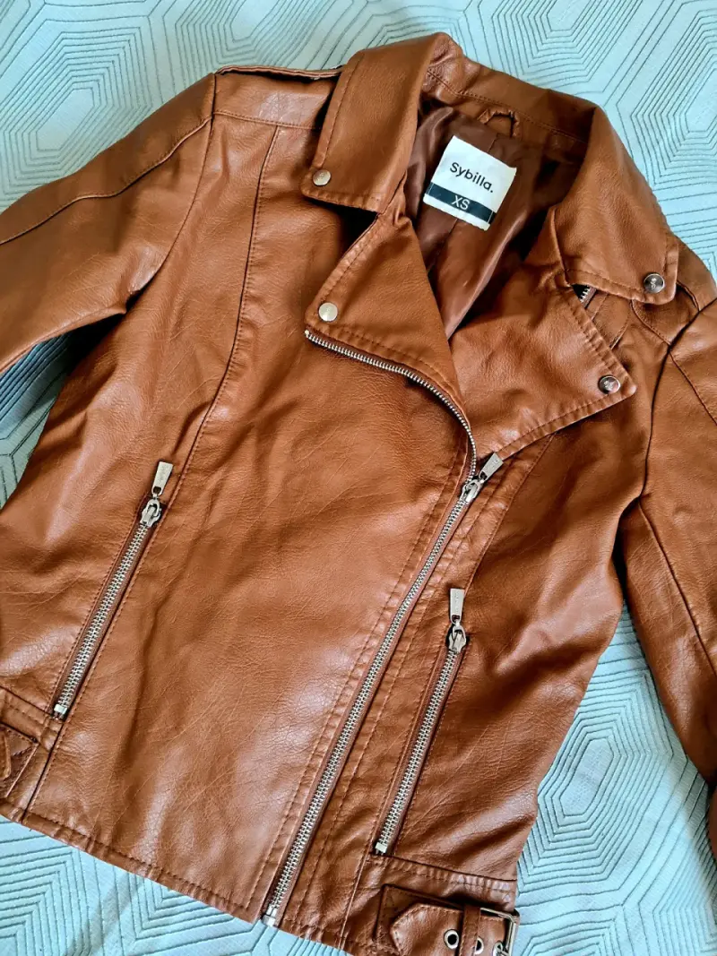 Chaqueta de cuero sintético marrón Sybilla XS - 1