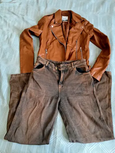 Chaqueta de cuero sintético marrón Sybilla XS - miniatura 2
