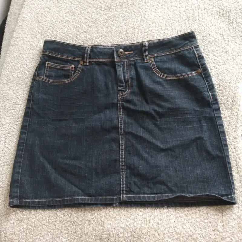 Falda de mezclilla azul oscuro talla 38 - 5