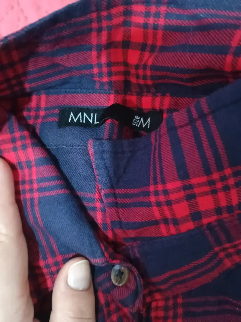 Camisa de franela a cuadros roja y azul talla M - 3