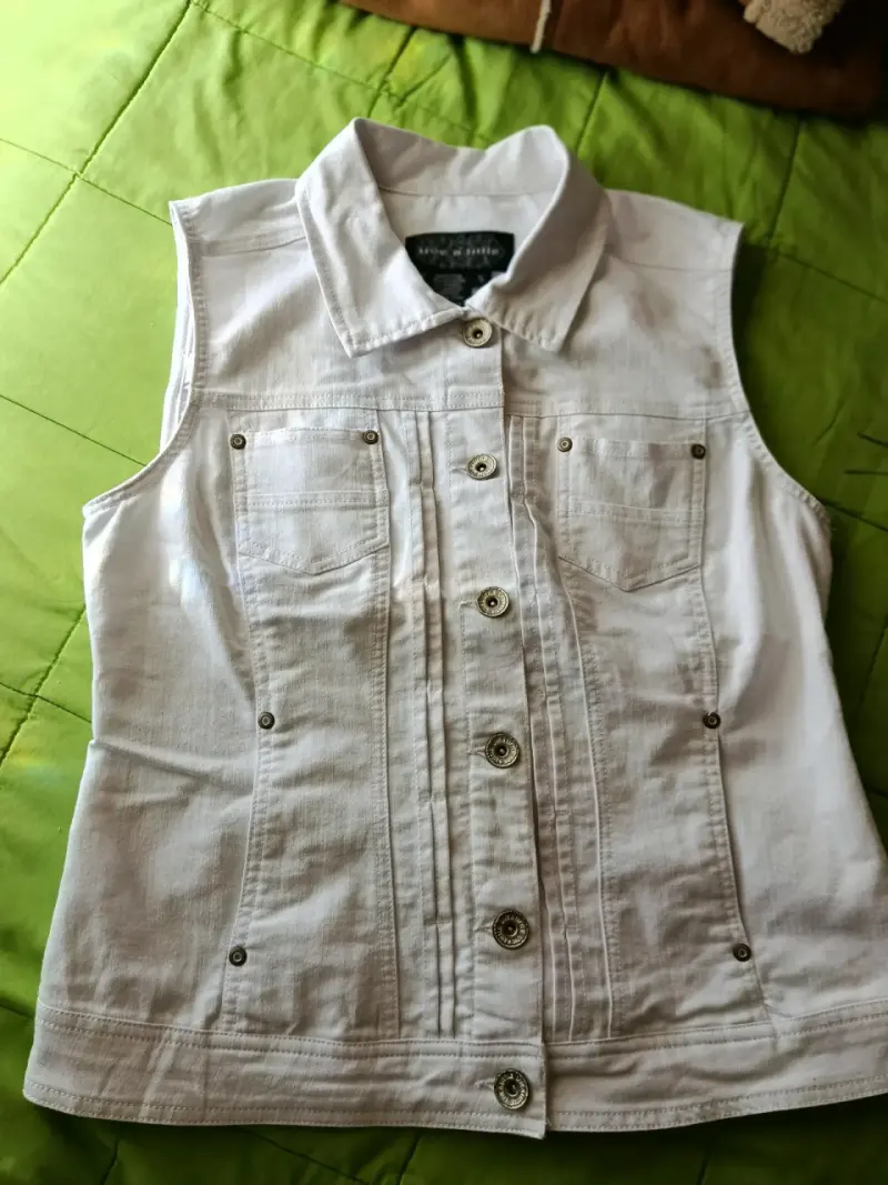 Chaqueta Blanco Sin Mangas Estilo Casual - 1