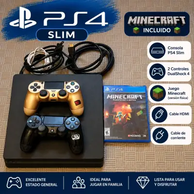 Consola PS4 Slim con Minecraft y 2 controles - miniatura 1