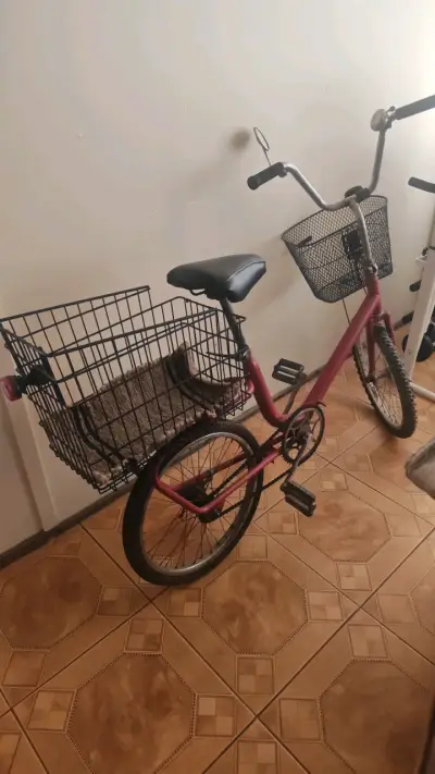 Bicicleta urbana roja con canastos mini  marca Cic - miniatura 2