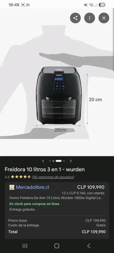 Freidora de Aire 10 Litros 3 en 1 Würden - miniatura 2