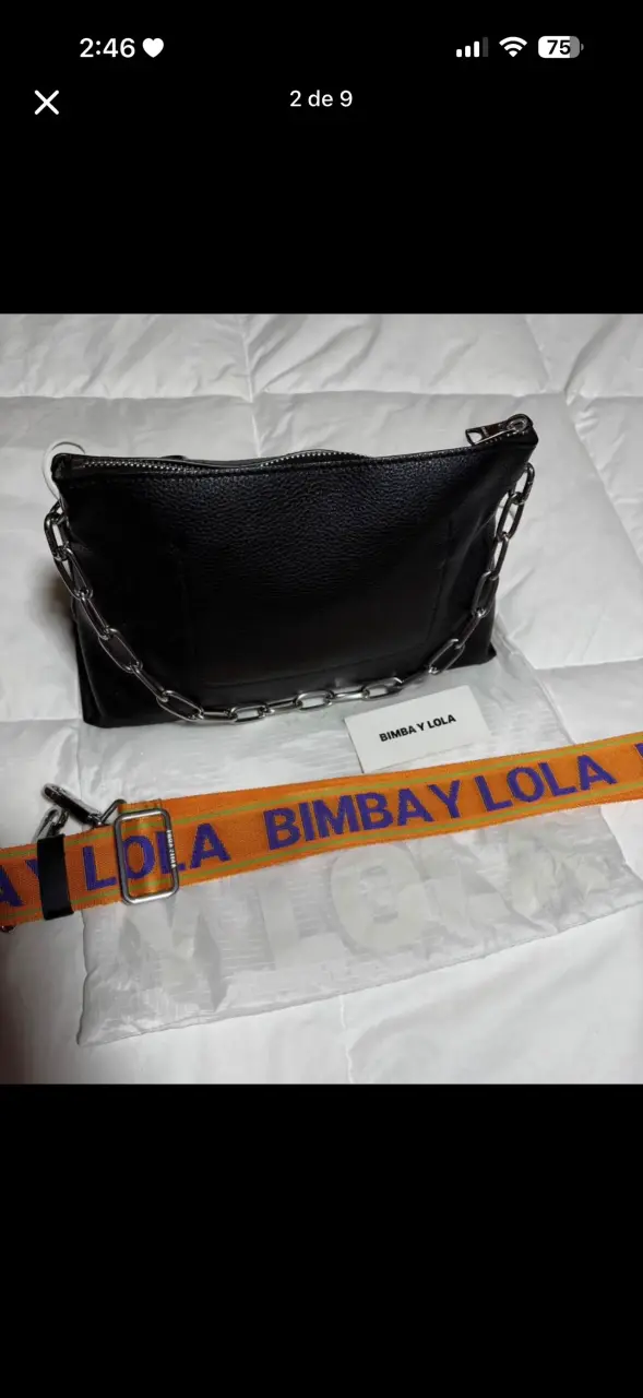 Cartera negra de cuero Bimba y Lola con cadena - 2