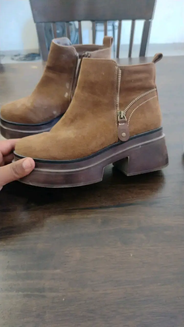 Botines de gamuza marrón con plataforma - 1