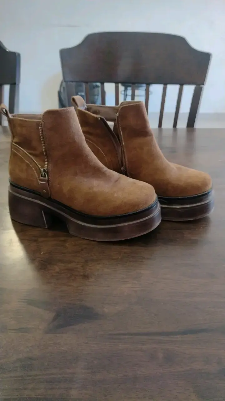 Botines de gamuza marrón con plataforma - 4