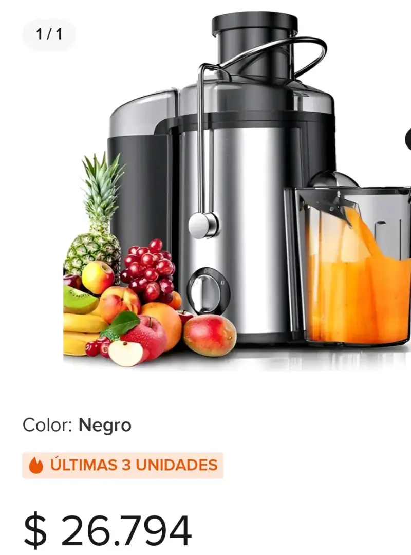 Extractor de jugos eléctrico negro