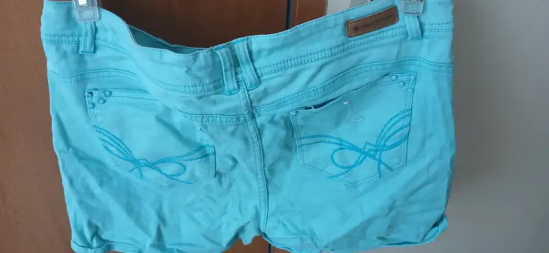 Shorts de mezclilla turquesa para mujer talla 44 - 3
