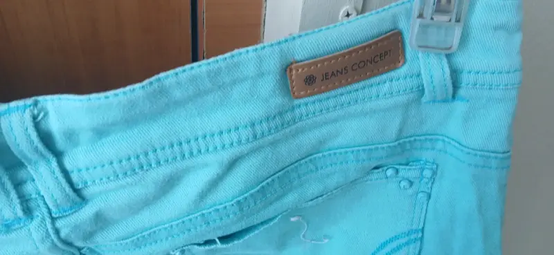 Shorts de mezclilla turquesa para mujer talla 44 - 4