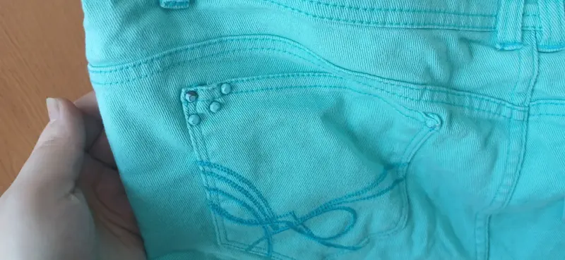 Shorts de mezclilla turquesa para mujer talla 44 - 5