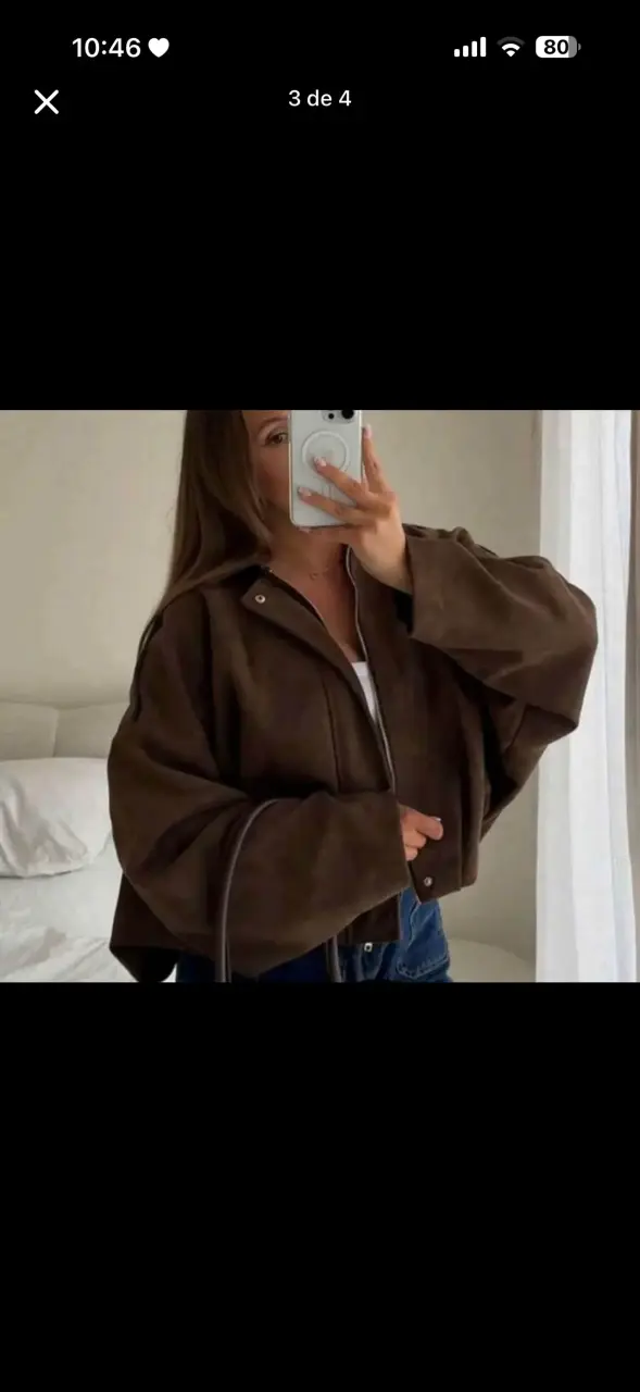 Chaqueta Oversize Marrón de Mujer - 2