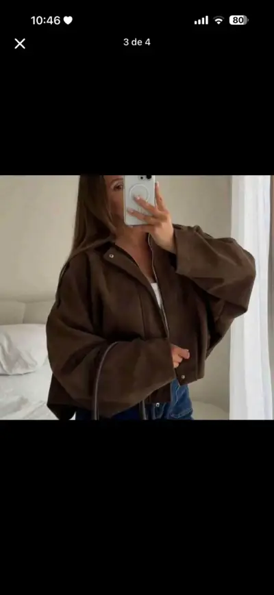 Chaqueta Oversize Marrón de Mujer - miniatura 2
