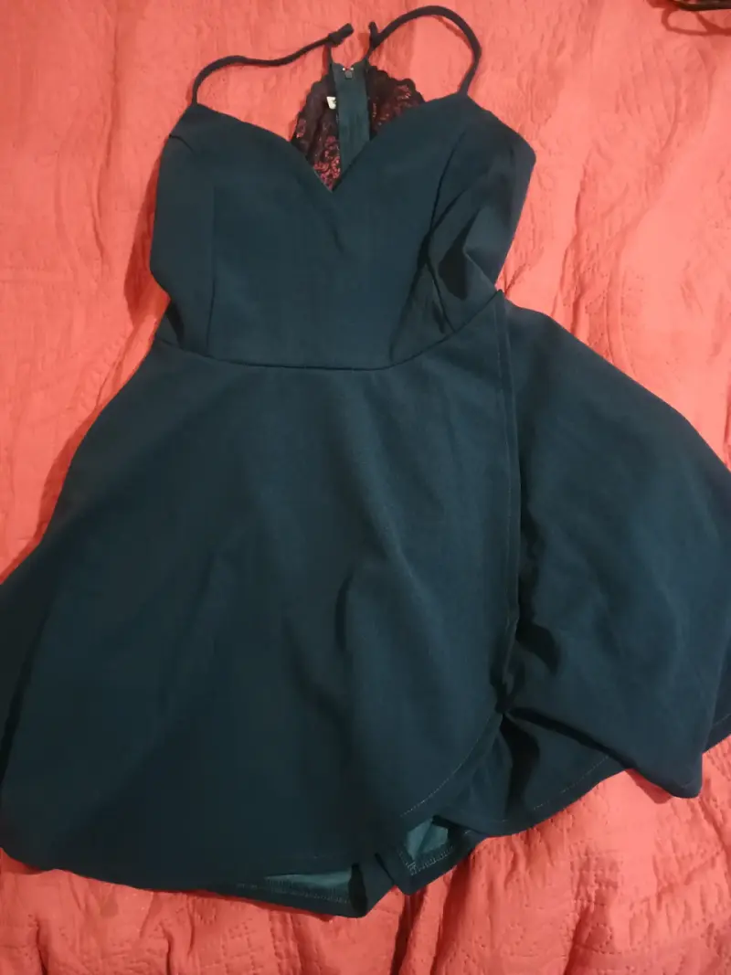 Vestido azul con encaje para mujer - 1