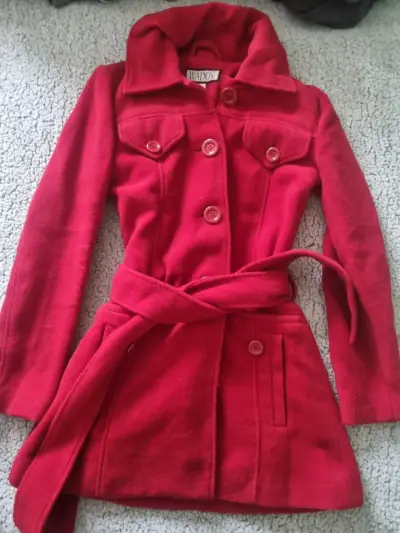 Abrigo rojo de lana con cinturón Wados - miniatura 1