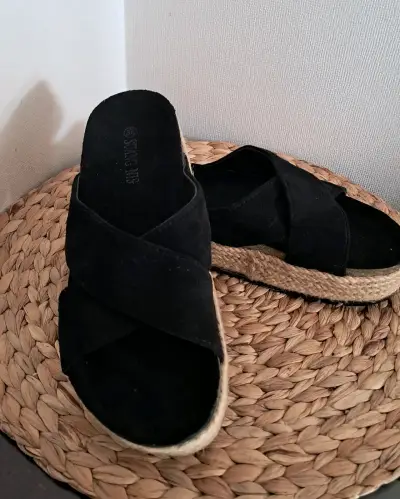 Sandalias negras de plataforma para mujer - miniatura 1