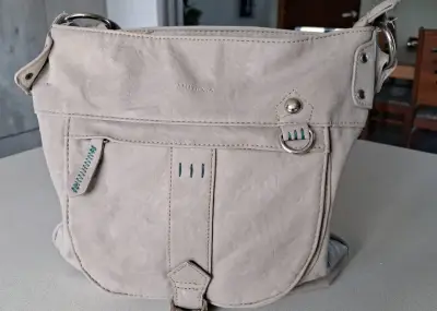 Bolso cruzado beige Amphora con detalles azules - miniatura 1