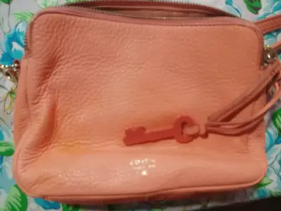 Cartera de cuero rosada con cierre - miniatura 4