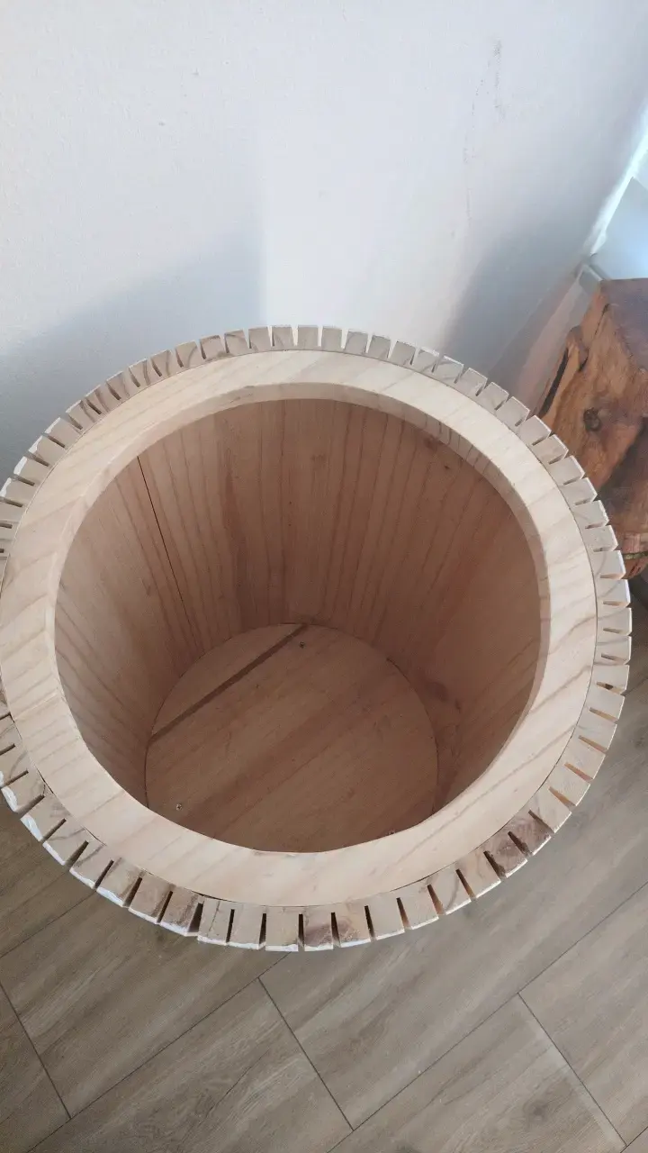 Canasto de madera blanco con tapa removible - 2